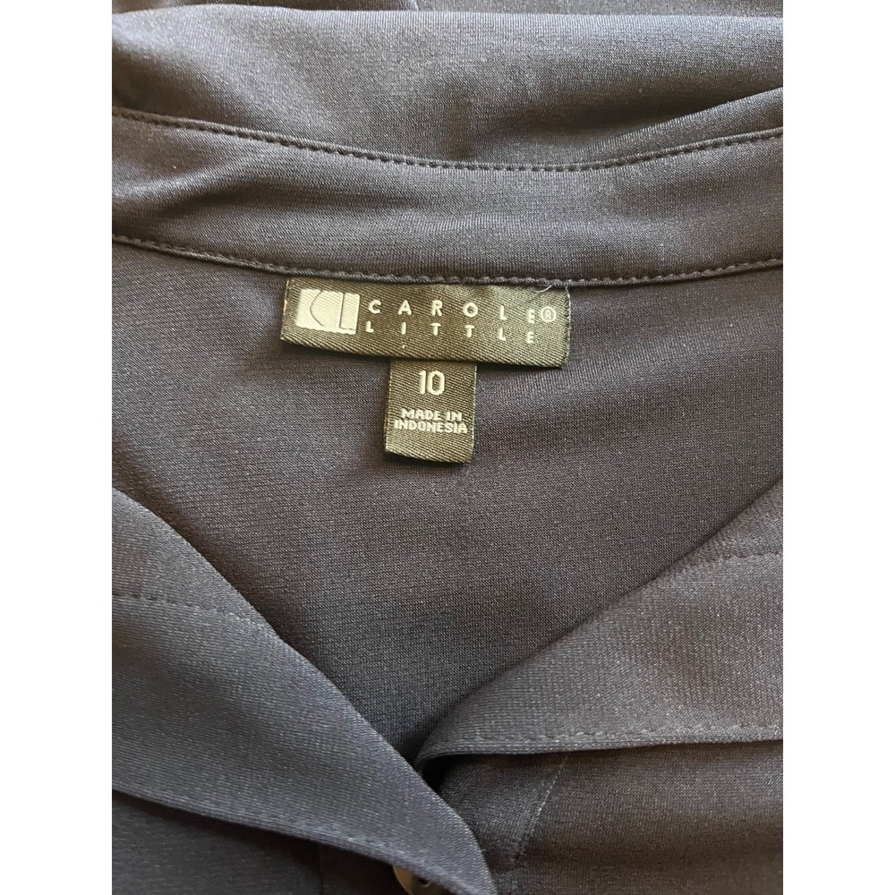 Carole Little Midi Shirt Dress Navy Blue Button Short Sleeve Size 10 - Picture 6 of 7